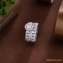 Wholesale fine 925 Silver Zircon Double Ring Set