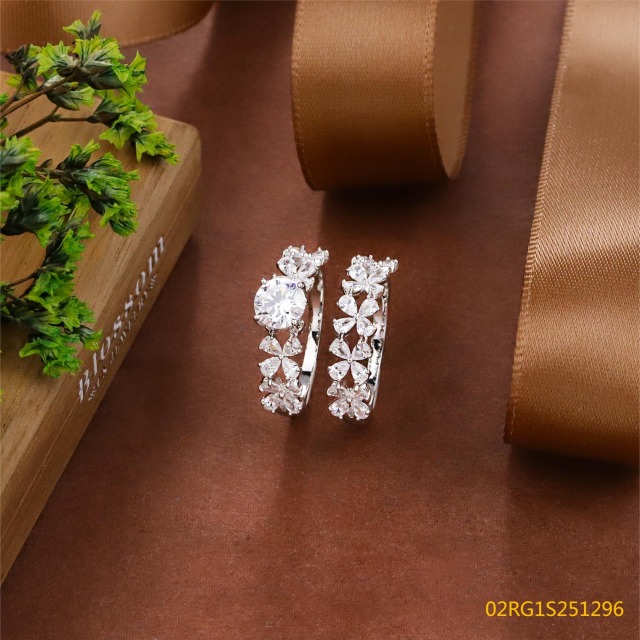 Wholesale fine 925 Silver Zircon Double Ring Set