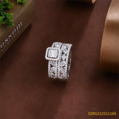 Wholesale fine 925 Silver Zircon Double Ring Set