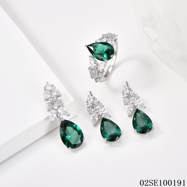 Wholesale Luxury 925 Silver Zircon Pendant Set