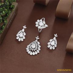 Wholesale Luxury 925 Silver Zircon Pendant Set