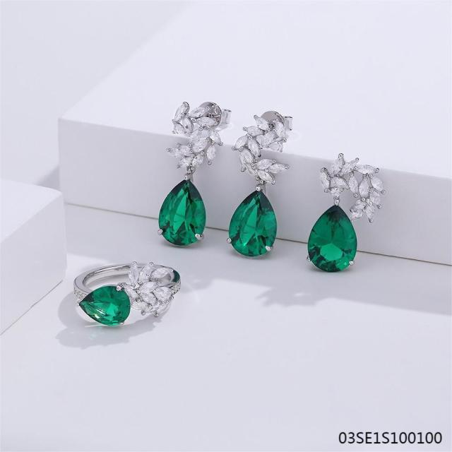 Wholesale Luxury 925 Silver Zircon Pendant Set