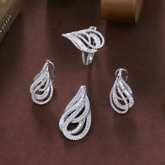 Wholesale Luxury 925 Silver Zircon Pendant Set