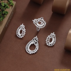 Wholesale Luxury 925 Silver Zircon Pendant Set