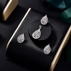 Wholesale Luxury 925 Silver Zircon Pendant Set