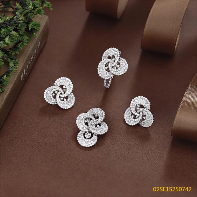 Wholesale Luxury 925 Silver Zircon Pendant Set