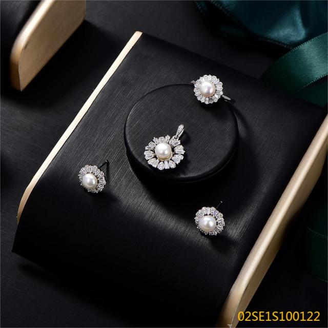 Wholesale Luxury 925 Silver Zircon Pendant Set