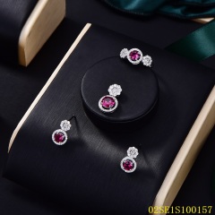 Wholesale Luxury 925 Silver Zircon Pendant Set