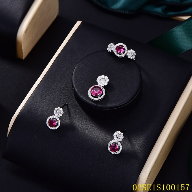 Wholesale Luxury 925 Silver Zircon Pendant Set