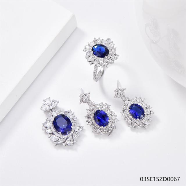 Wholesale Luxury 925 Silver Zircon Pendant Set