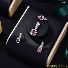 Wholesale Luxury 925 Silver Zircon Pendant Set