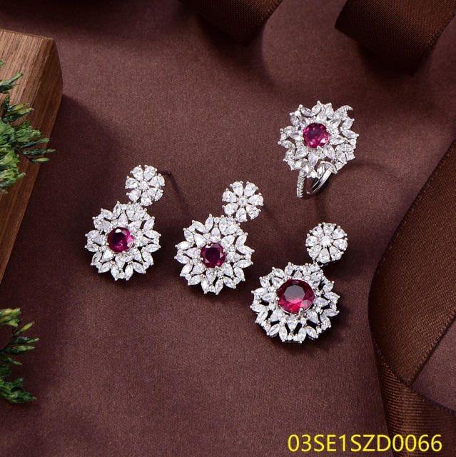 Wholesale Luxury 925 Silver Zircon Pendant Set
