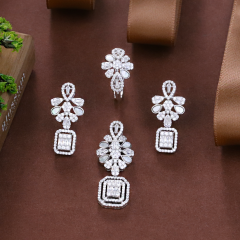 Wholesale Luxury 925 Silver Zircon Pendant Set