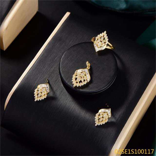 Wholesale Luxury 925 Silver Zircon Pendant Set