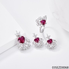 Wholesale Luxury 925 Silver Zircon Pendant Set
