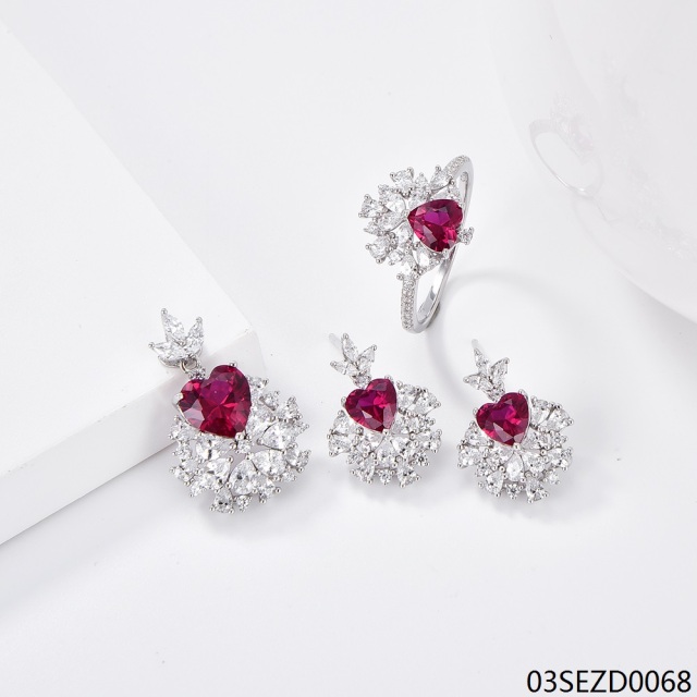 Wholesale Luxury 925 Silver Zircon Pendant Set