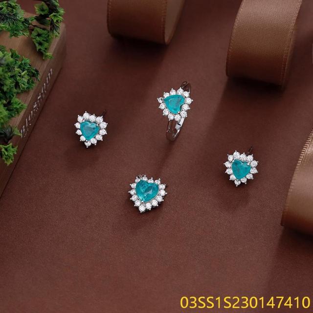 Wholesale Luxury 925 Silver Zircon Pendant Set