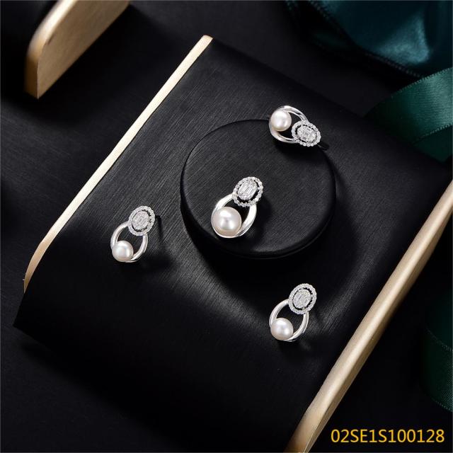Wholesale Luxury 925 Silver Zircon Pendant Set