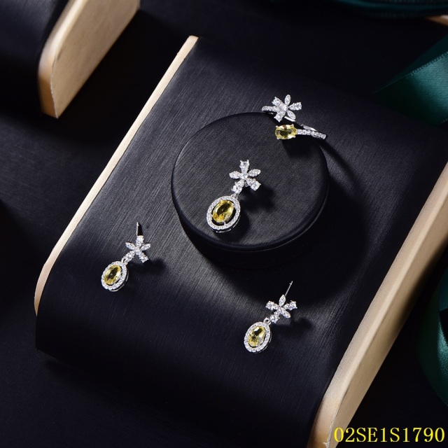Wholesale Luxury 925 Silver Zircon Pendant Set