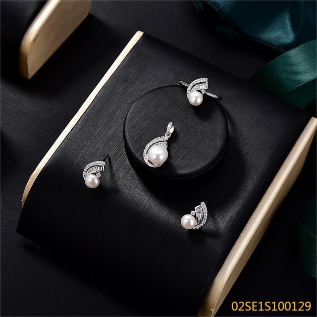 Wholesale Luxury 925 Silver Zircon Pendant Set