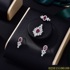 Wholesale Luxury 925 Silver Zircon Pendant Set