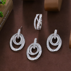 Wholesale Luxury 925 Silver Zircon Pendant Set
