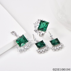 Wholesale Luxury 925 Silver Zircon Pendant Set
