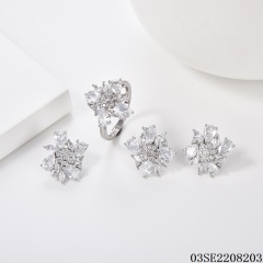 Wholesale Luxury 925 Silver Zircon Pendant Set