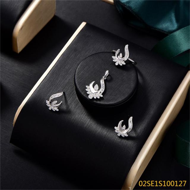 Wholesale Luxury 925 Silver Zircon Pendant Set