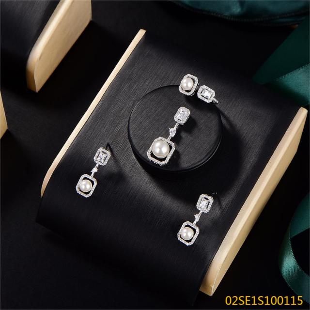 Wholesale Luxury 925 Silver Zircon Pendant Set