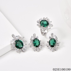Wholesale Luxury 925 Silver Zircon Pendant Set