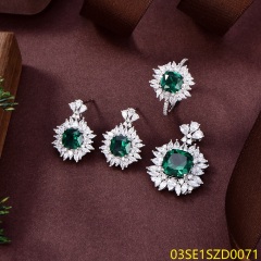 Wholesale Luxury 925 Silver Zircon Pendant Set