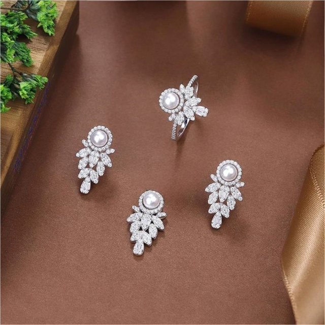 Wholesale Luxury 925 Silver Zircon Pendant Set
