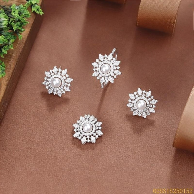 Wholesale Luxury 925 Silver Zircon Pendant Set