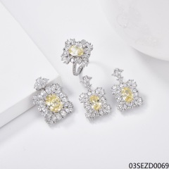 Wholesale Luxury 925 Silver Zircon Pendant Set