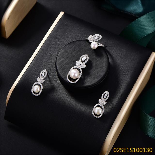 Wholesale Luxury 925 Silver Zircon Pendant Set