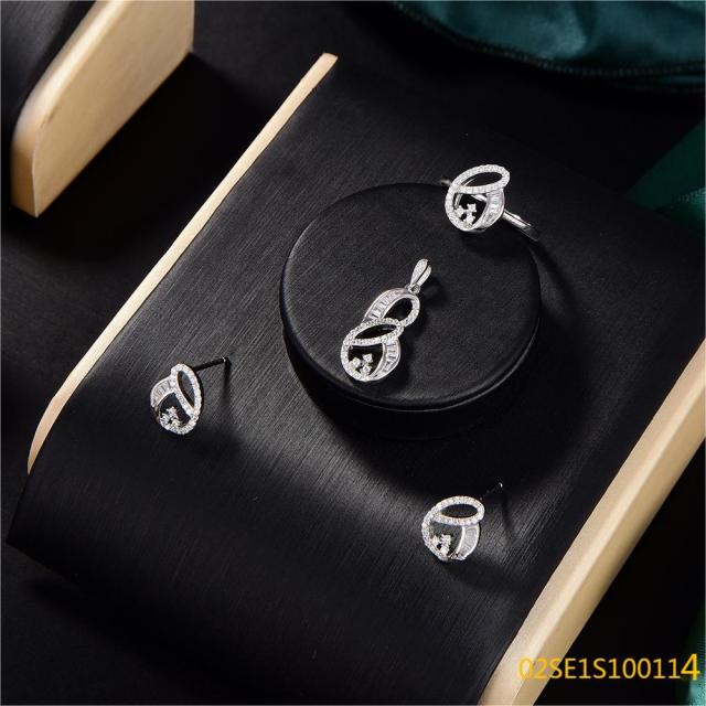 Wholesale Luxury 925 Silver Zircon Pendant Set