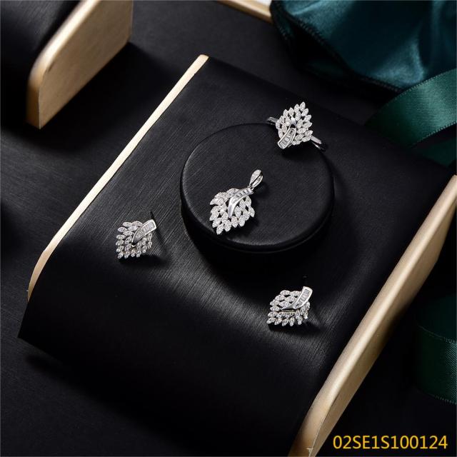 Wholesale Luxury 925 Silver Zircon Pendant Set