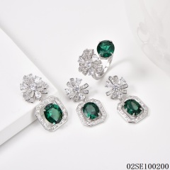 Wholesale Luxury 925 Silver Zircon Pendant Set
