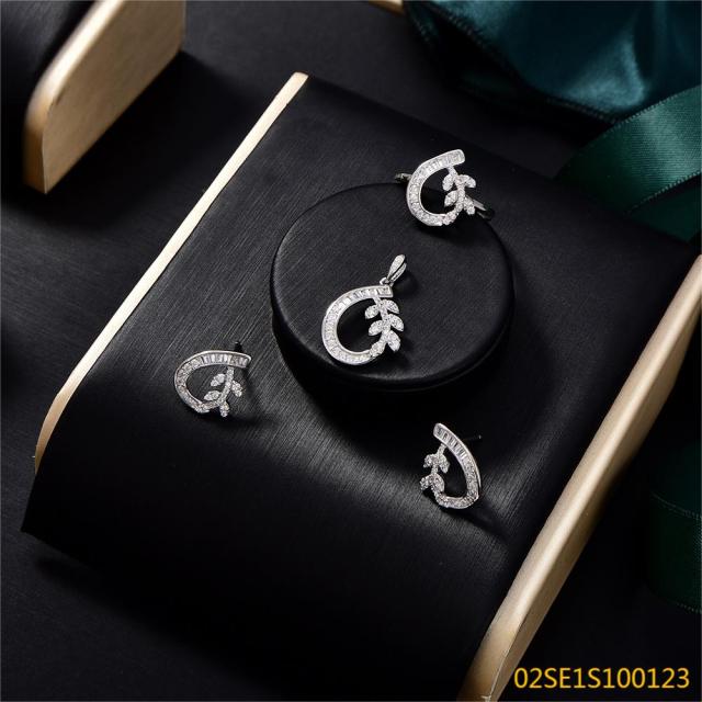 Wholesale Luxury 925 Silver Zircon Pendant Set