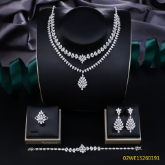 Blossom CS Jewelry فضة 925 زركون الزفاف طقم مجوهرات عروس من 4 قطع بطبقات بأزهار للنساء