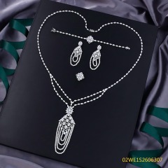 Blossom CS Jewelry فاخر فضة 925 زركون طقم مجوهرات متعددة الطبقات بشرابات على شكل قطرة يومي للنساء