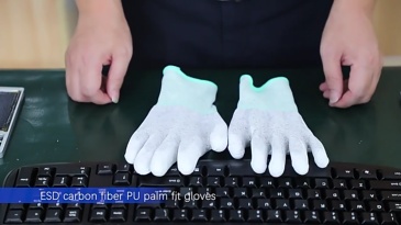 ESD carbon fiber PU finger & palm fit Anti-static gloves