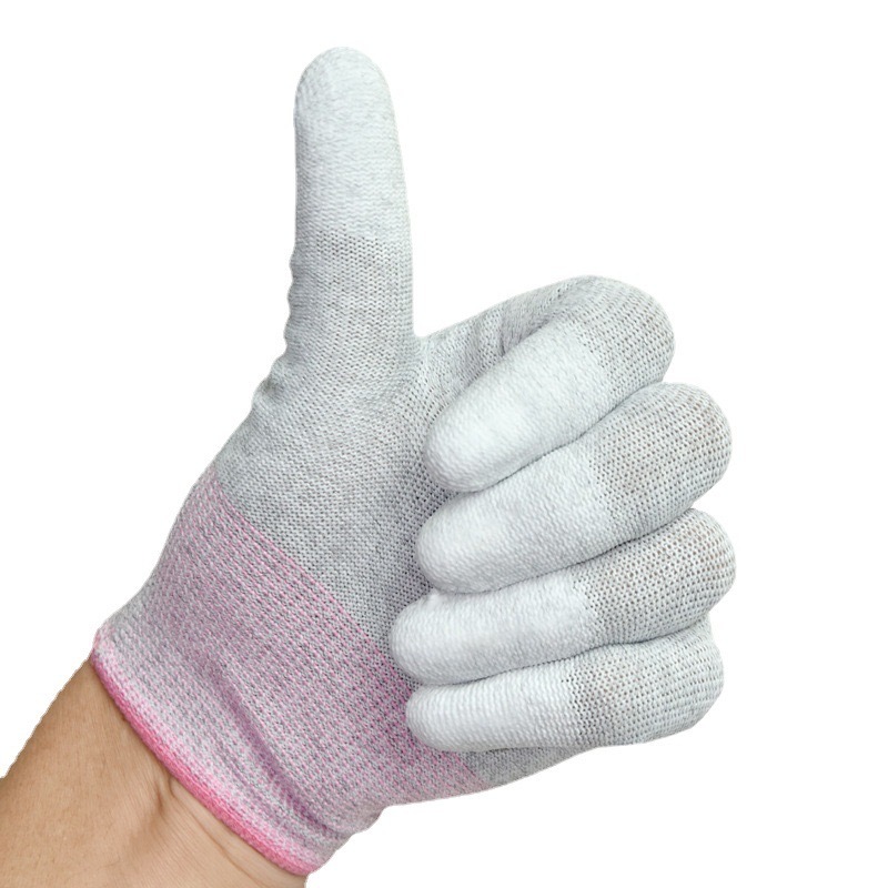 ESD carbon fiber PU finger & palm fit Anti-static gloves