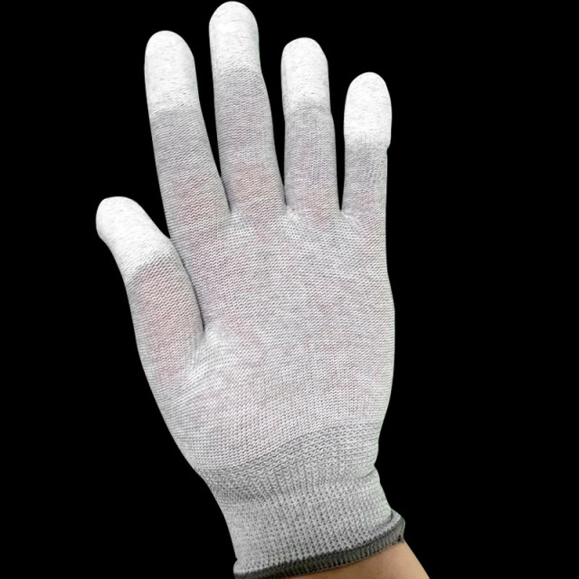 ESD carbon fiber PU finger & palm fit Anti-static gloves