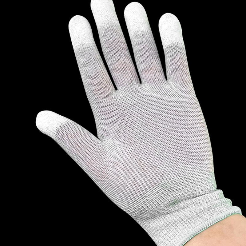 ESD carbon fiber PU finger & palm fit Anti-static gloves