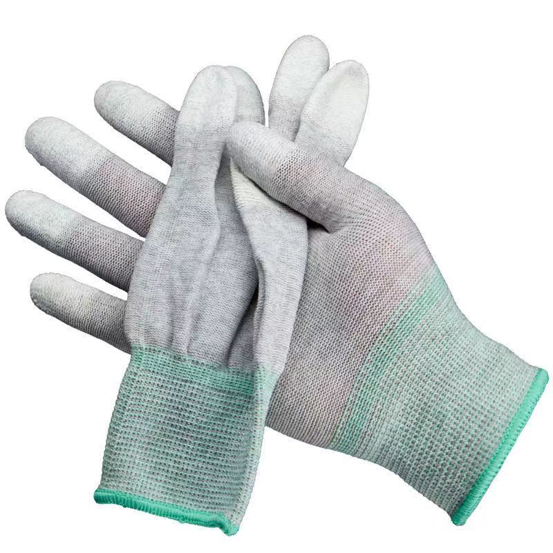 ESD carbon fiber PU finger & palm fit Anti-static gloves