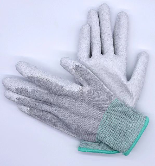 ESD carbon fiber PU finger & palm fit Anti-static gloves