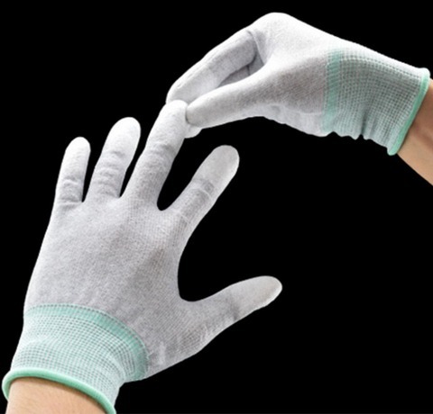 ESD carbon fiber PU finger & palm fit Anti-static gloves
