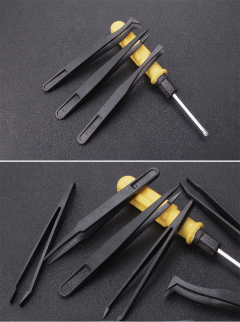 ESD anti-static 8-pcs precision plastic tweezers